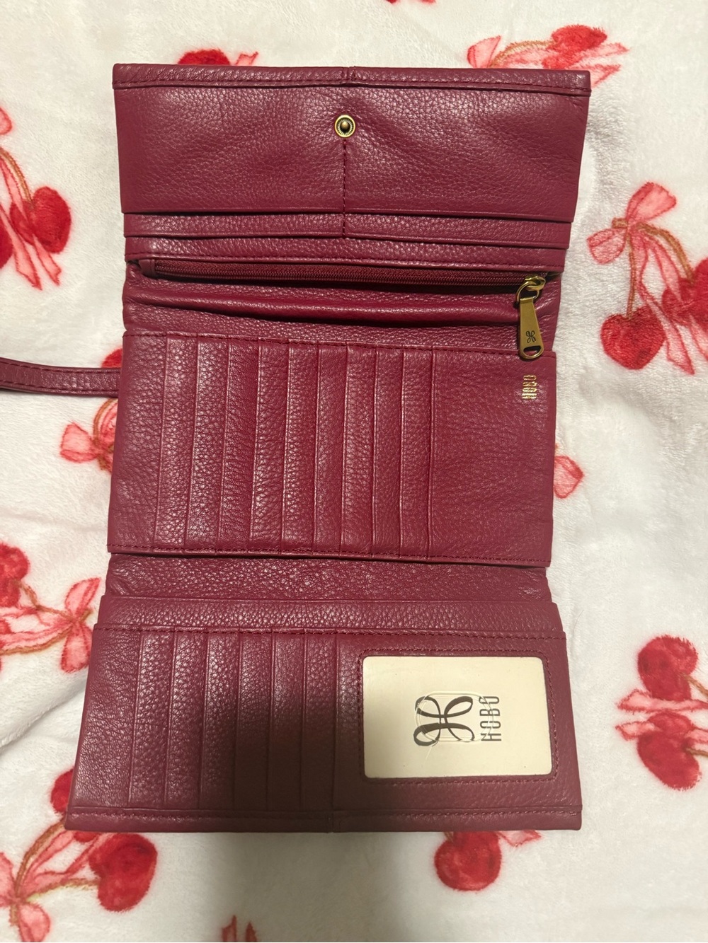 HOBO Burgundy Pebble Leather Wallet Clutch